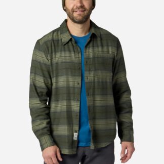 Marmot Men's Rush Creek Lightweight Flannel Long-Sleeve Shirt in Nori Stripe | Cotton