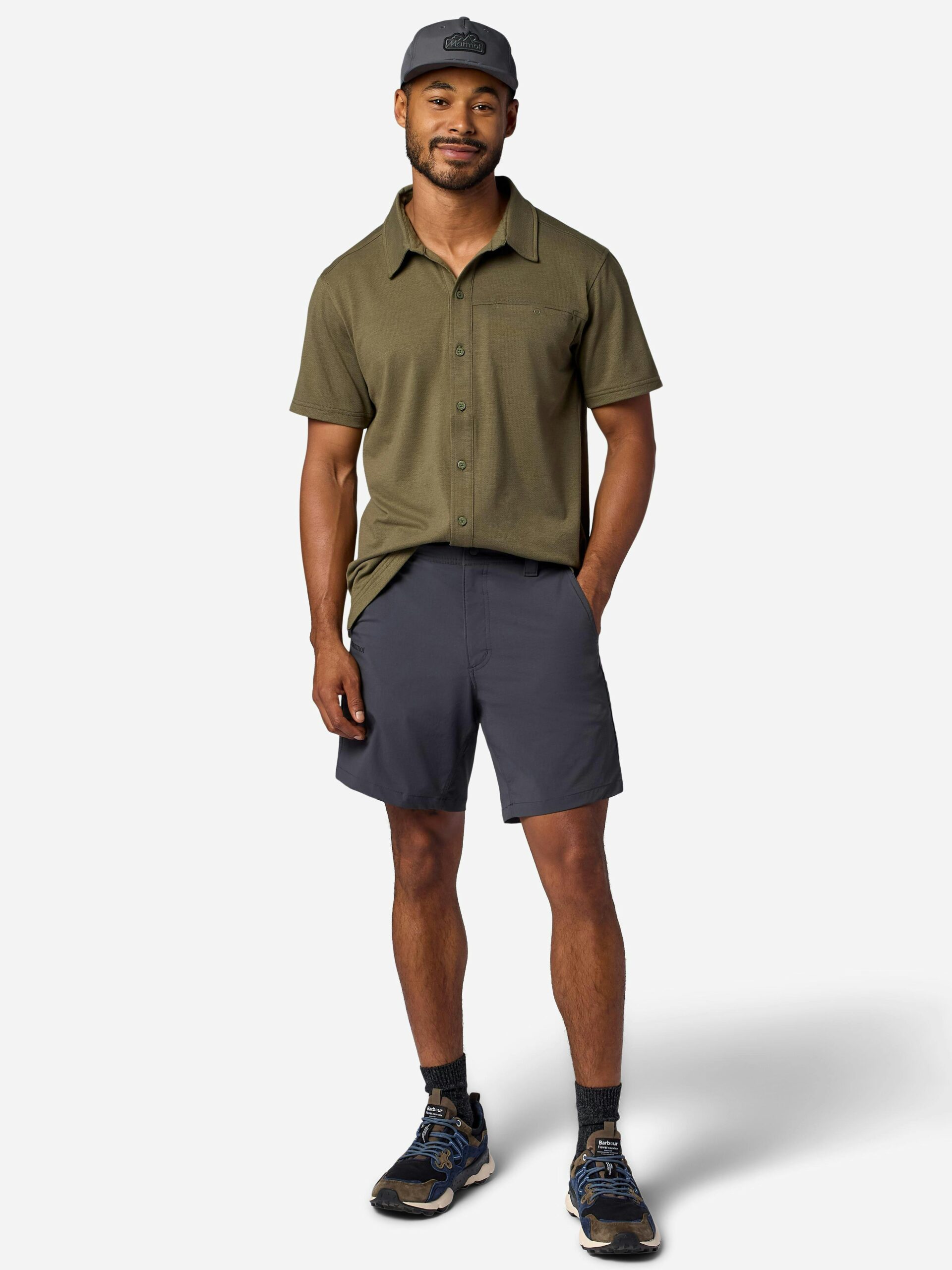 Marmot Men's Sereno Short-Sleeve Collared Shirt (Spring 2026) in Olive Grove Heather - Image 4