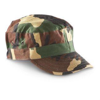 Italian Military Surplus Woodland Camo Patrol Caps, 3 Pack, New