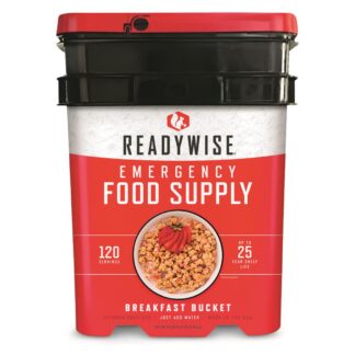 ReadyWise Emergency Food Supply Grab & Go Breakfast Bucket, 120 Servings