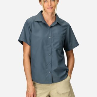 Marmot Women's AirExchange UPF 40 Short-Sleeve Collared Shirt (Spring 2025) in Thunderhead