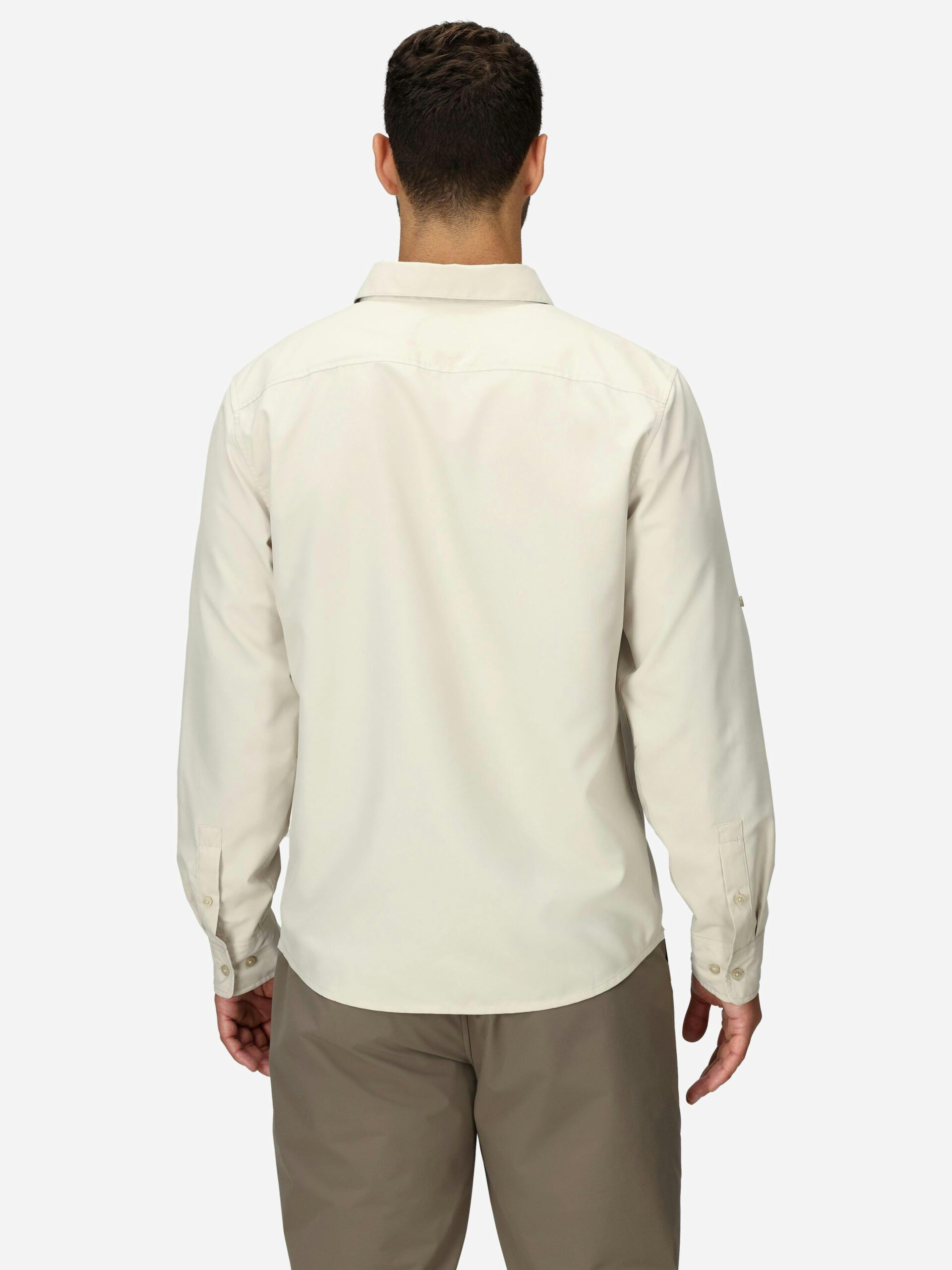 Marmot Men's AirExchange UPF 40 Long-Sleeve Collared Shirt in Birch Bark | Down - Image 3