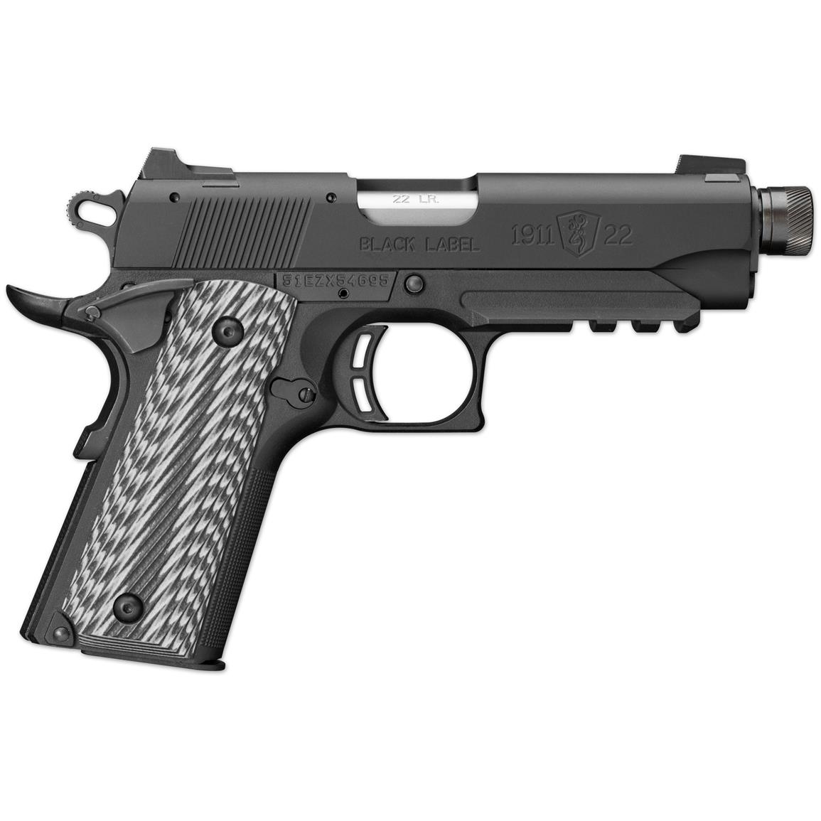 Browning 1911 Black Label Compact, Semi-automatic, .22LR, 4.25" Threaded Barrel, 10 Rounds