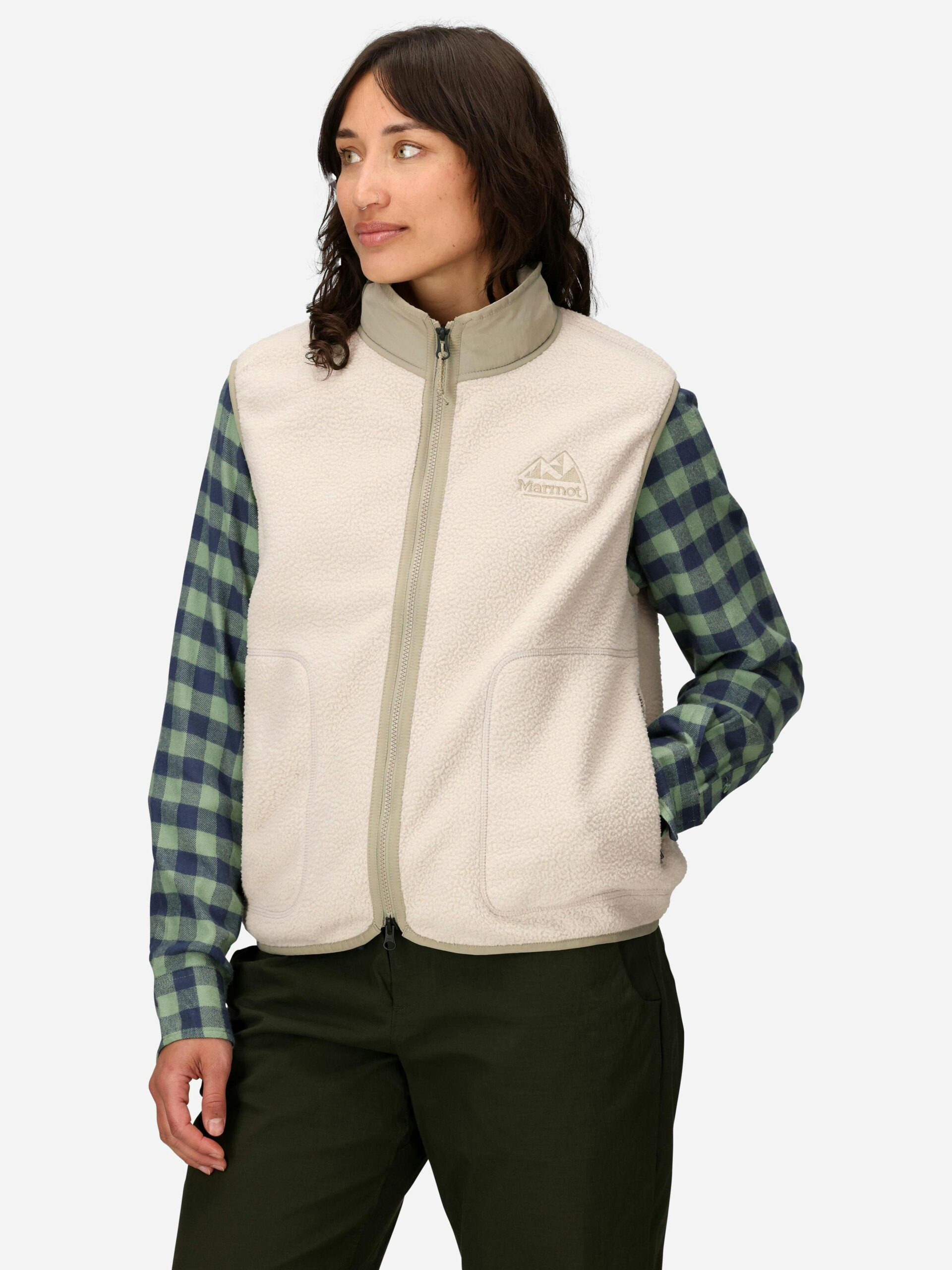 Marmot Women's Wanderer High-Pile Fleece Vest in Birch Bark - Image 2