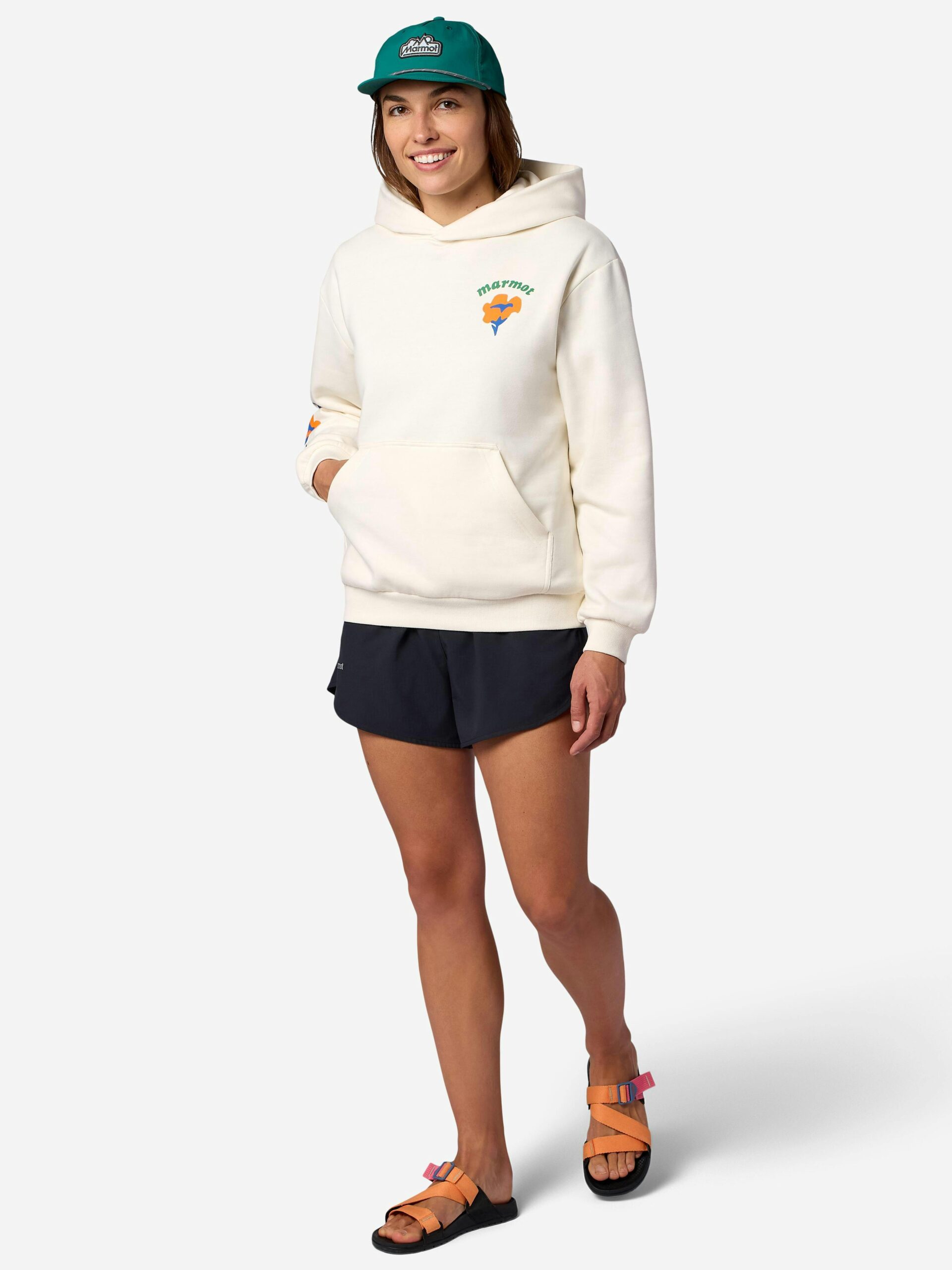 Marmot Women's Born to Bloom Hoodie Shirt in Pearl | Recycled Cotton - Image 5