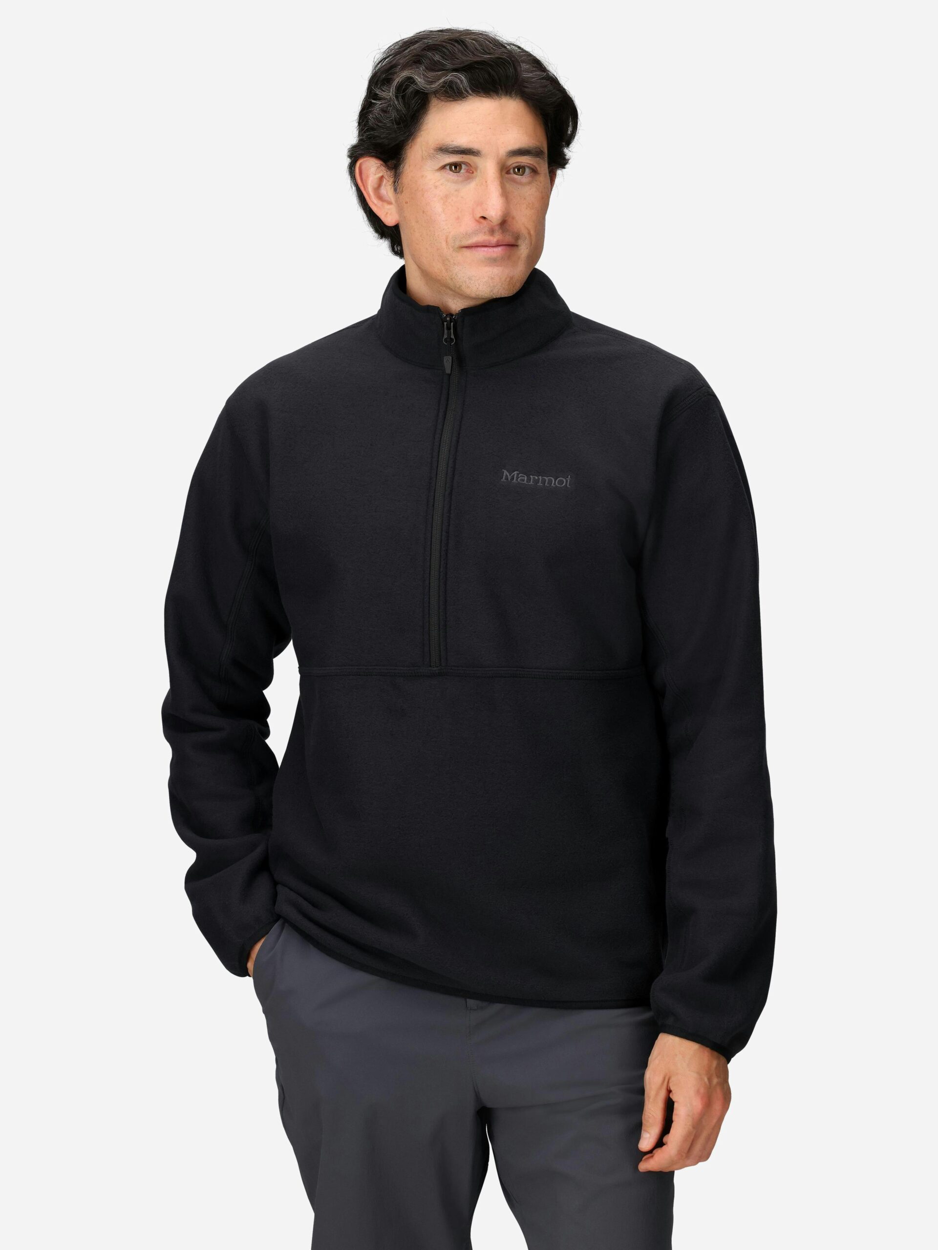 Marmot Men's Rocklin Fleece Half-Zip Pullover in Black - Image 2