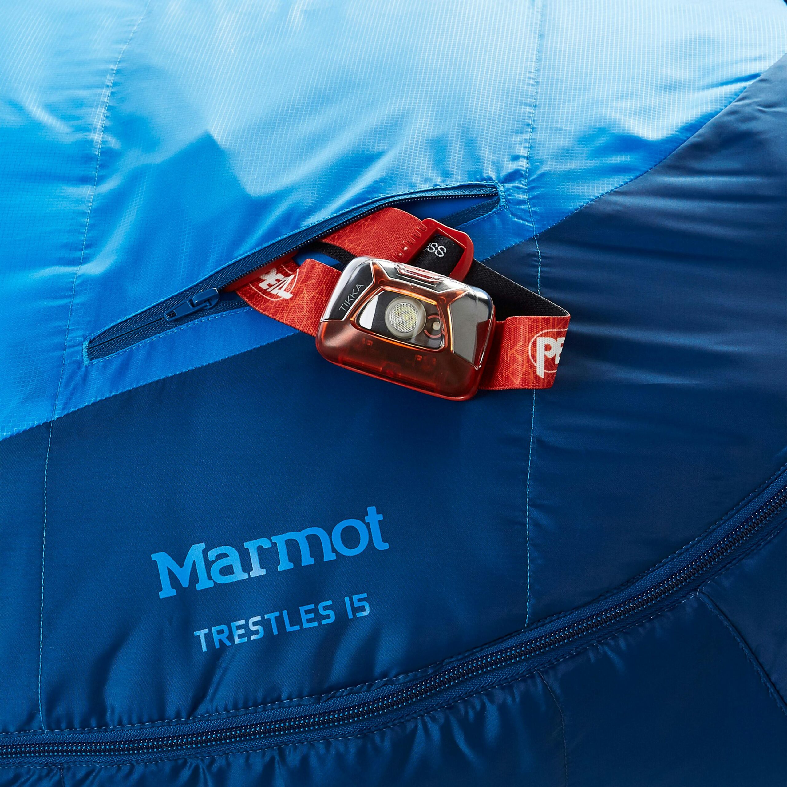 Marmot Trestles 15° Sleeping Bag in Cobalt Blue/Blue Night | Down - Image 5