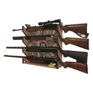 Rush Creek Creations Realtree Camo 4 Gun Wall Rack with Storage Shelf