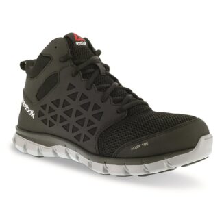 Reebok Men's Sublite Cushion Work Mid Alloy Toe Shoes, Microfiber/Mesh