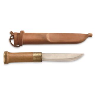 Finnish Military 9" Puukko Knife with Leather Sheath, Reproduction