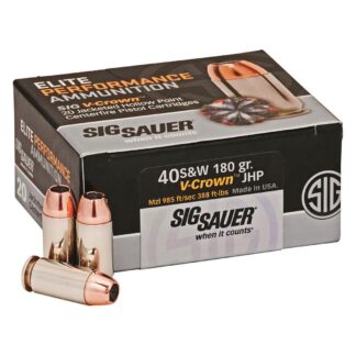 SIG SAUER Elite V-Crown, .40 S&W, JHP, 180 Grain, 20 Rounds