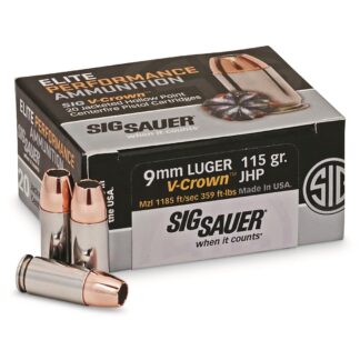 SIG SAUER Elite V-Crown, 9mm, JHP, 115 Grain, 20 Rounds