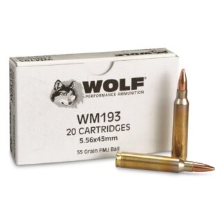 Wolf Gold M193, 5.56x45mm NATO, FMJ, 55 Grain, 20 Rounds