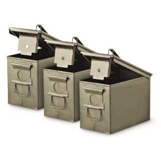 U.S. Military Surplus Waterproof PA108 Fat 50 SAW Box Ammo Can, 3 Pack, Used