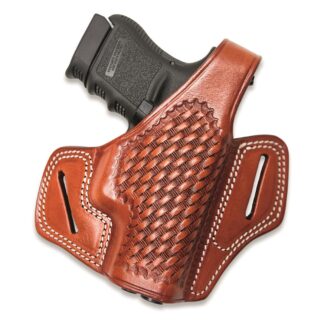 Cebeci Arms Leather Basketweave Belt-Slide OWB Pancake Holster, Glock 43, Right Hand
