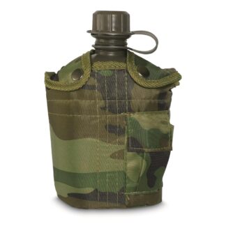 Mil-Tec Plastic Canteen with Woodland Camo Cover