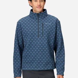 Marmot Men's Heavyweight Drop Line Printed Sweater Fleece Half-Zip (Fall 2025) in Thunderhead Geo Peaks