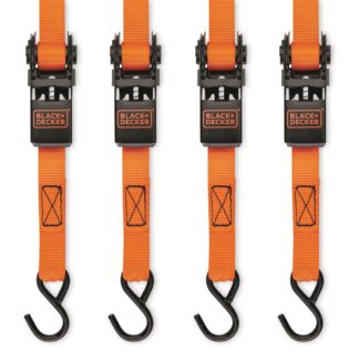 Black & Decker Light Duty Ratchet Straps, 900-lb. Break Strength, 10' Length, 4 Pack