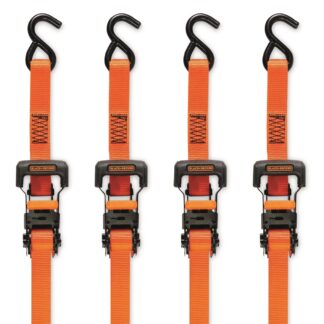 Black & Decker Medium Duty Ratchet Straps, 2,500-lb. Break Strength, 10' Length, 4 Pack