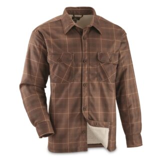 Guide Gear Plaid Sherpa Lined Fleece CPO Shirt Jacket