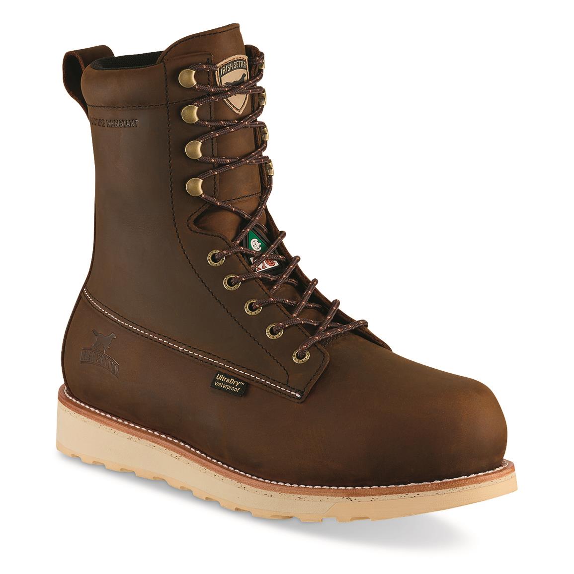 Irish Setter Men's Wingshooter ST 8" Waterproof Insulated CSA Work Boots, 400 Gram