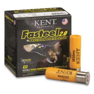 Kent Fasteel 2.0 Precision Plated Steel Waterfowl Shotshells, 20 Gauge, 3", 7/8 oz., 25 Rounds