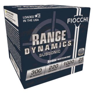 Fiocchi Range Dynamics Subsonic, 300 BLK, Sierra MatchKing HP-BT, 220 Grain, 25 Rds