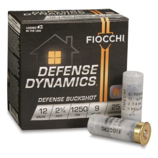 Fiocchi Defense Dynamics, 12 Gauge, 2 3/4", Buckshot, 9 Pellet, 25 Rounds
