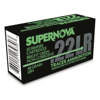 Supernova Green Tracer Ammo, .22LR, LRN, 40 Grain, 50 Rounds