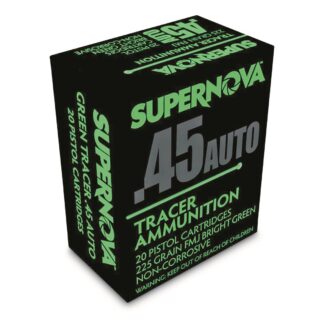 Supernova Green Tracer Ammo, .45 ACP, FMJ, 225 Grain, 20 Rounds