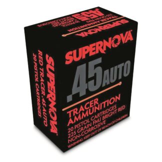 Supernova Red Tracer Ammo, .45 ACP, FMJ, 225 Grain, 20 Rounds