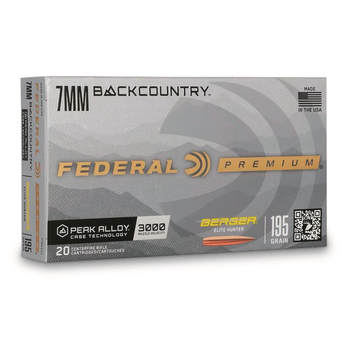 Federal Berger Elite Hunter, 7mm Backcountry, Berger Elite Hunter, 195 Grain, 20 Rounds