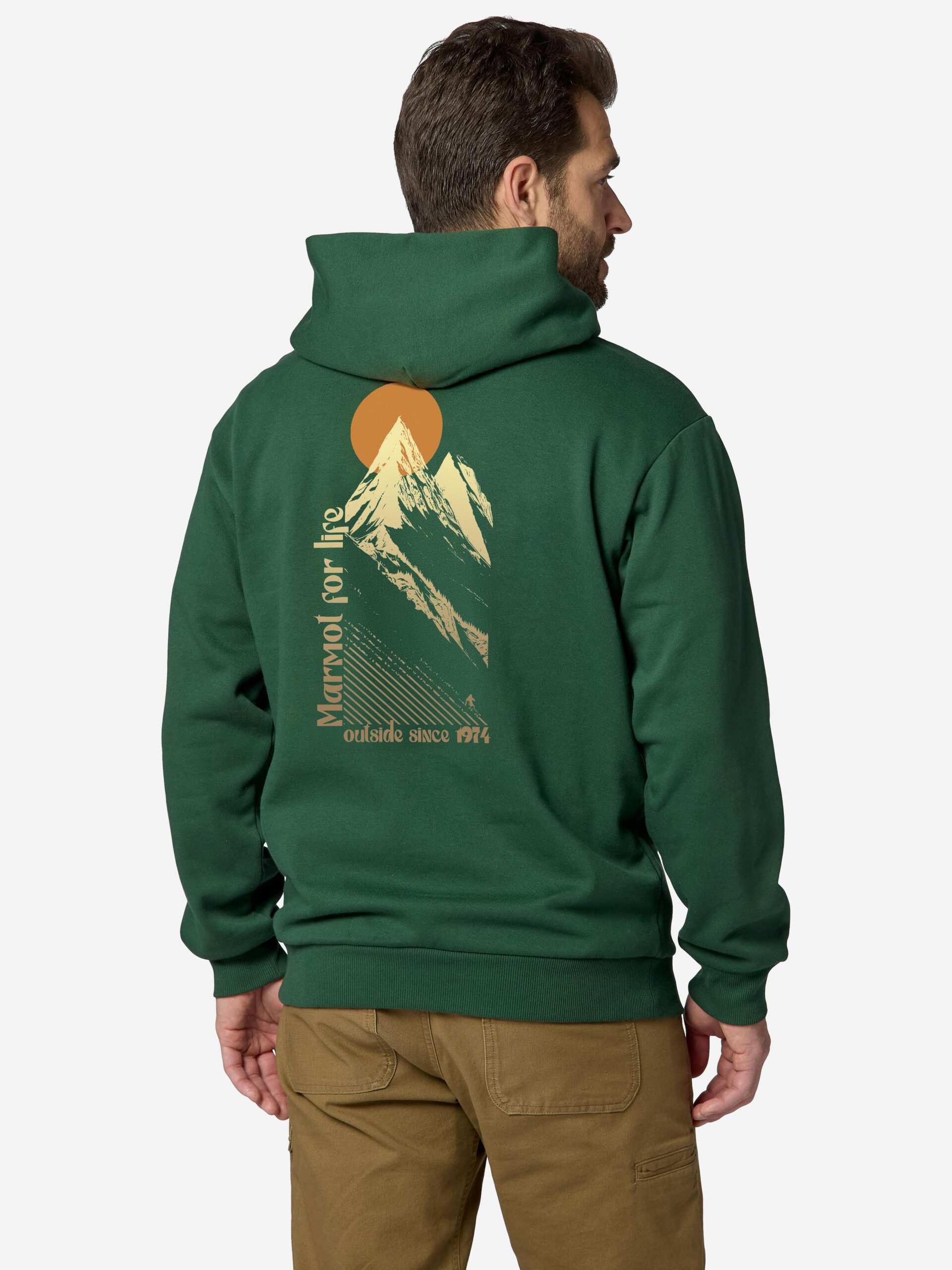 Marmot Men's Dawn Patrol Hoodie Shirt in Pine Forest | Recycled Cotton - Image 3