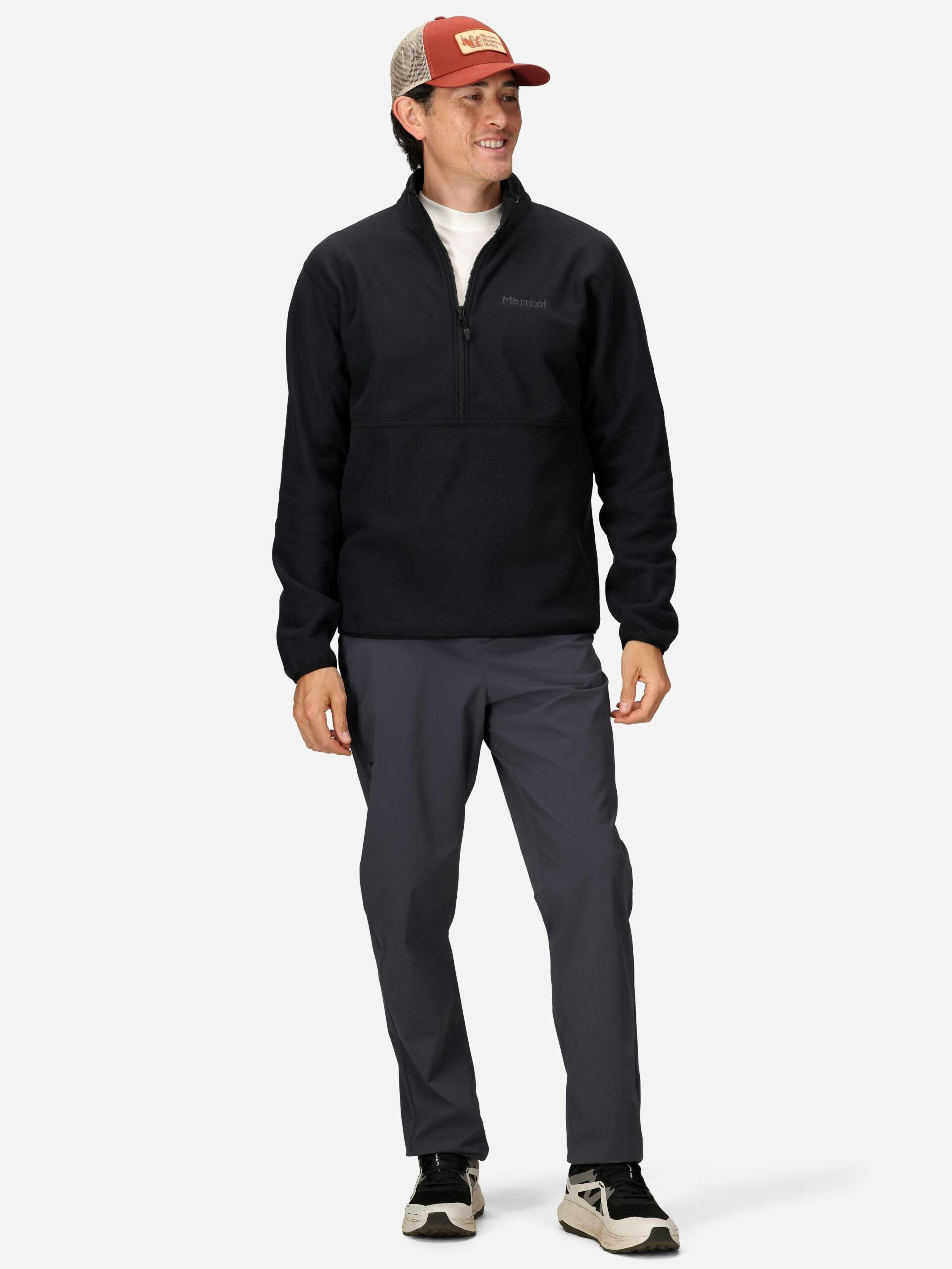 Marmot Men's Rocklin Fleece Half-Zip Pullover in Black - Image 4