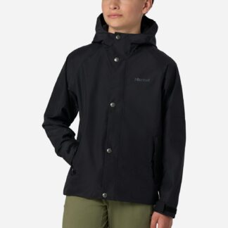Marmot Kid's Cascade Fleece Lined Rain Jacket in Black