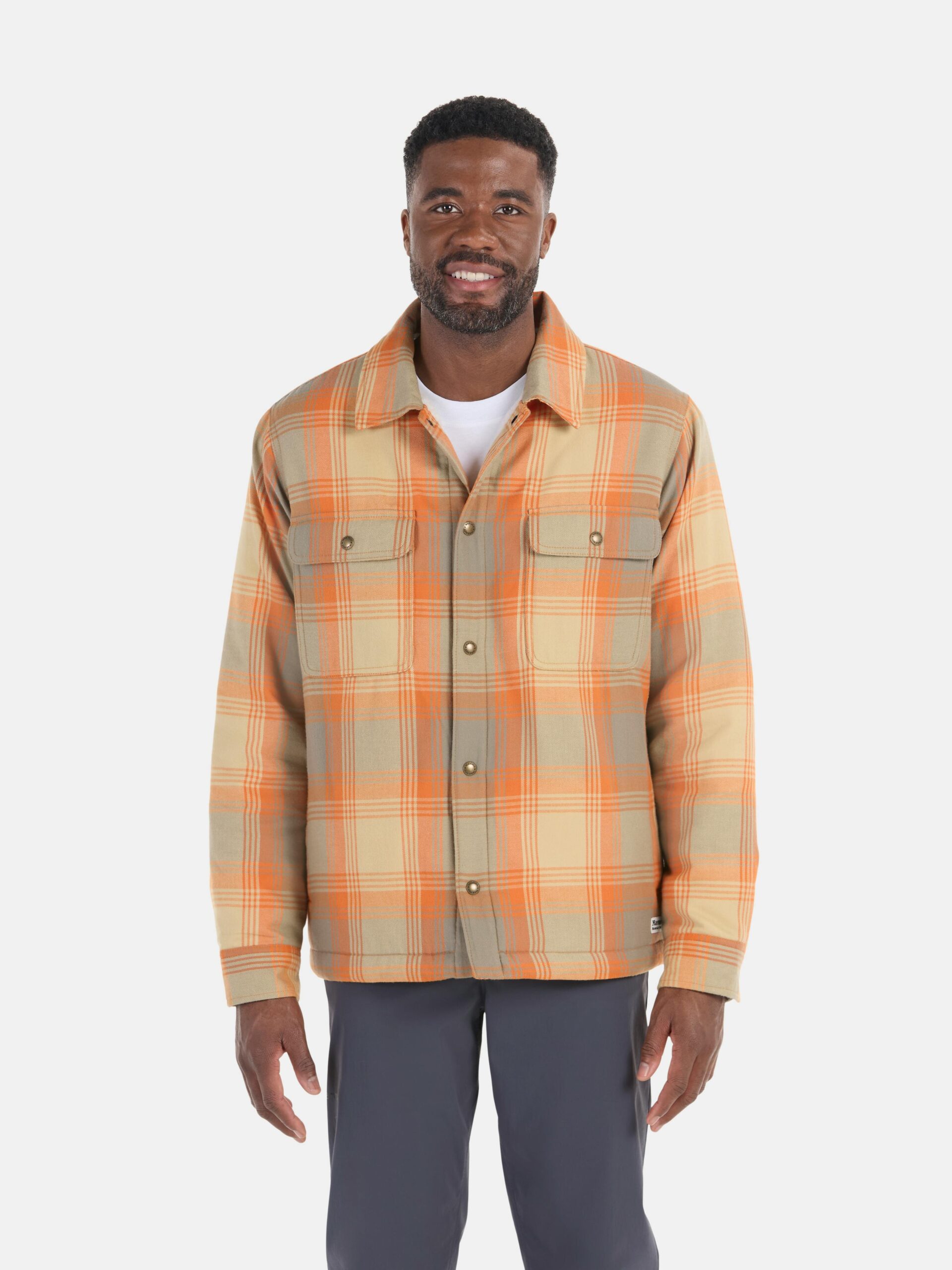 Marmot Men's Ridgefield Sherpa-Lined Flannel Shirt Jacket in Tangelo | Cotton - Image 2