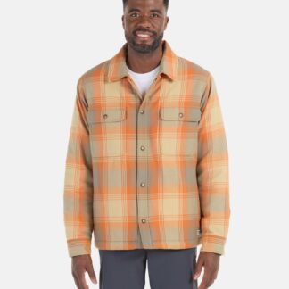 Marmot Men's Ridgefield Sherpa-Lined Flannel Shirt Jacket in Tangelo | Cotton