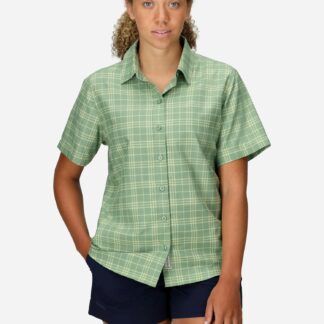 Marmot Women's AirExchange Perforated Short-Sleeve Pattern Shirt (Spring 2025) in Agate Green