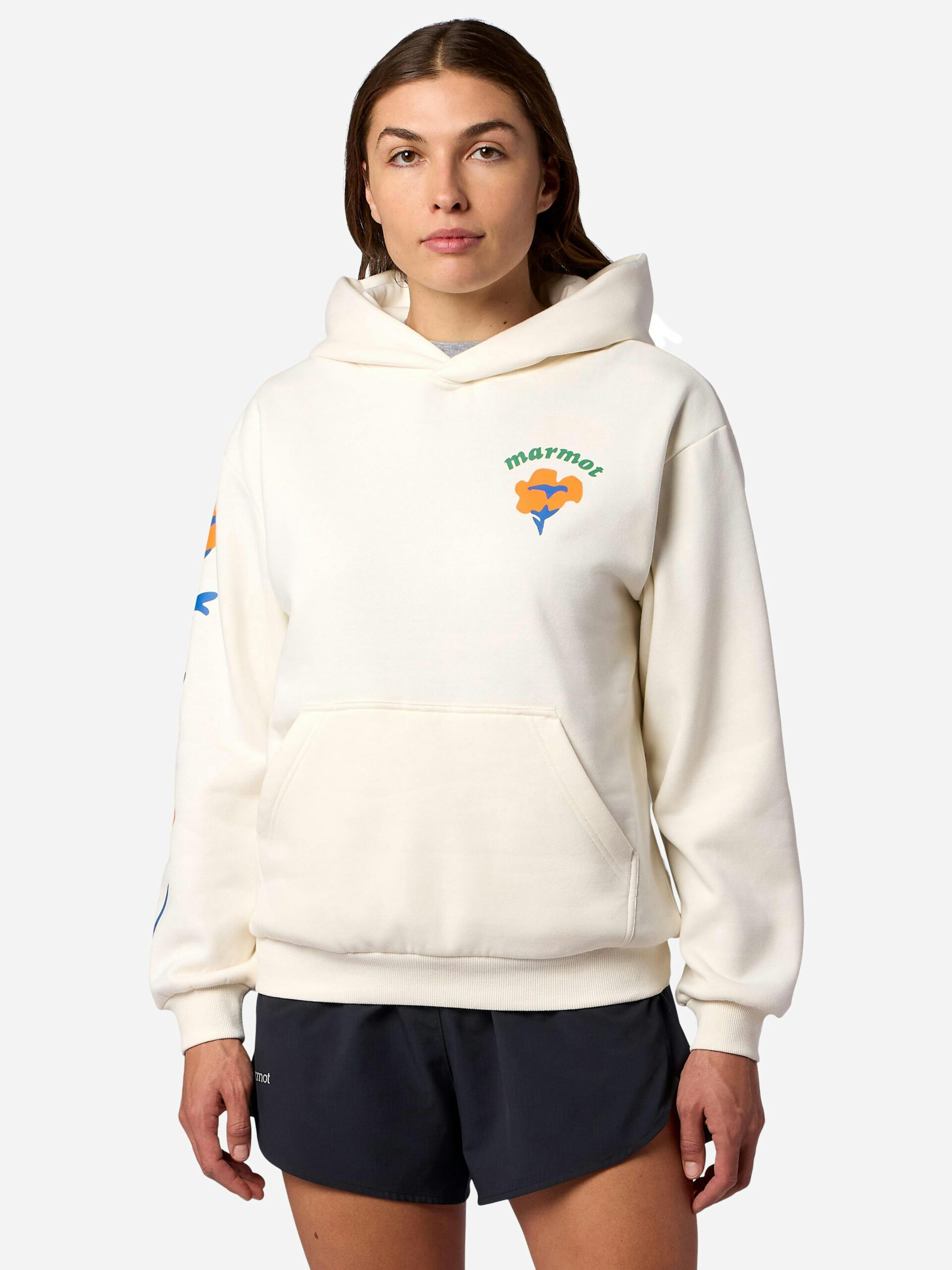 Marmot Women's Born to Bloom Hoodie Shirt in Pearl | Recycled Cotton - Image 4