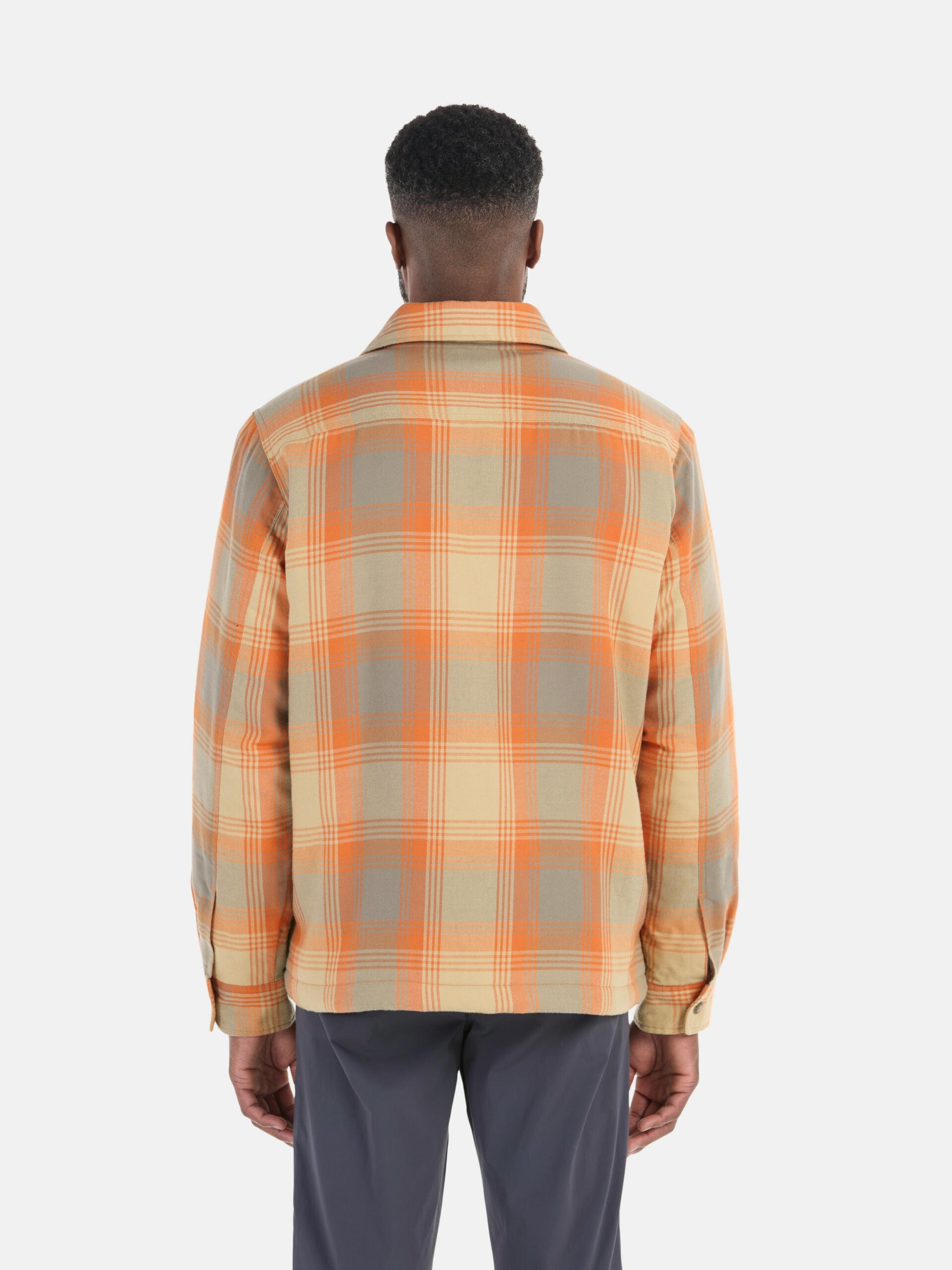 Marmot Men's Ridgefield Sherpa-Lined Flannel Shirt Jacket in Tangelo | Cotton - Image 3