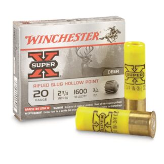 Winchester Super-X, 20 Gauge, 2 3/4", 3/4 oz., Rifle Slugs, 5 Rounds