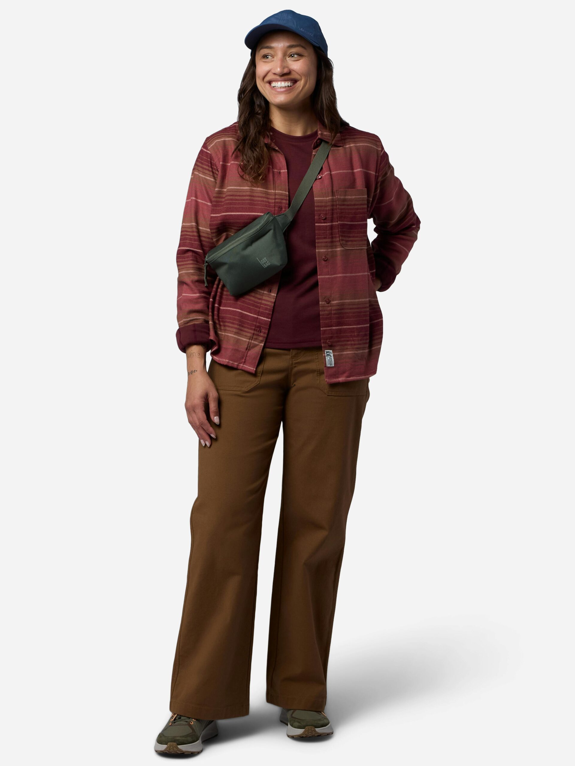 Marmot Women's Rush Creek Lightweight Flannel Long-Sleeve Shirt in Praline Stripe | Cotton - Image 4