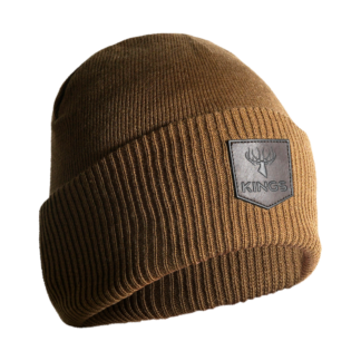 Cuffed Leather Patch Beanie - Khaki / OSFM