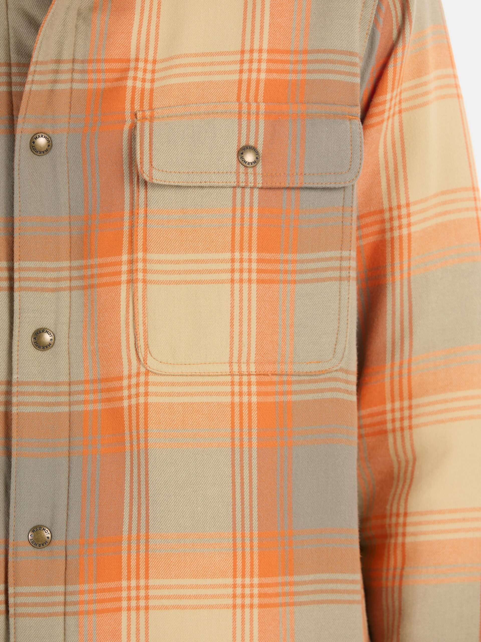 Marmot Men's Ridgefield Sherpa-Lined Flannel Shirt Jacket in Tangelo | Cotton - Image 5