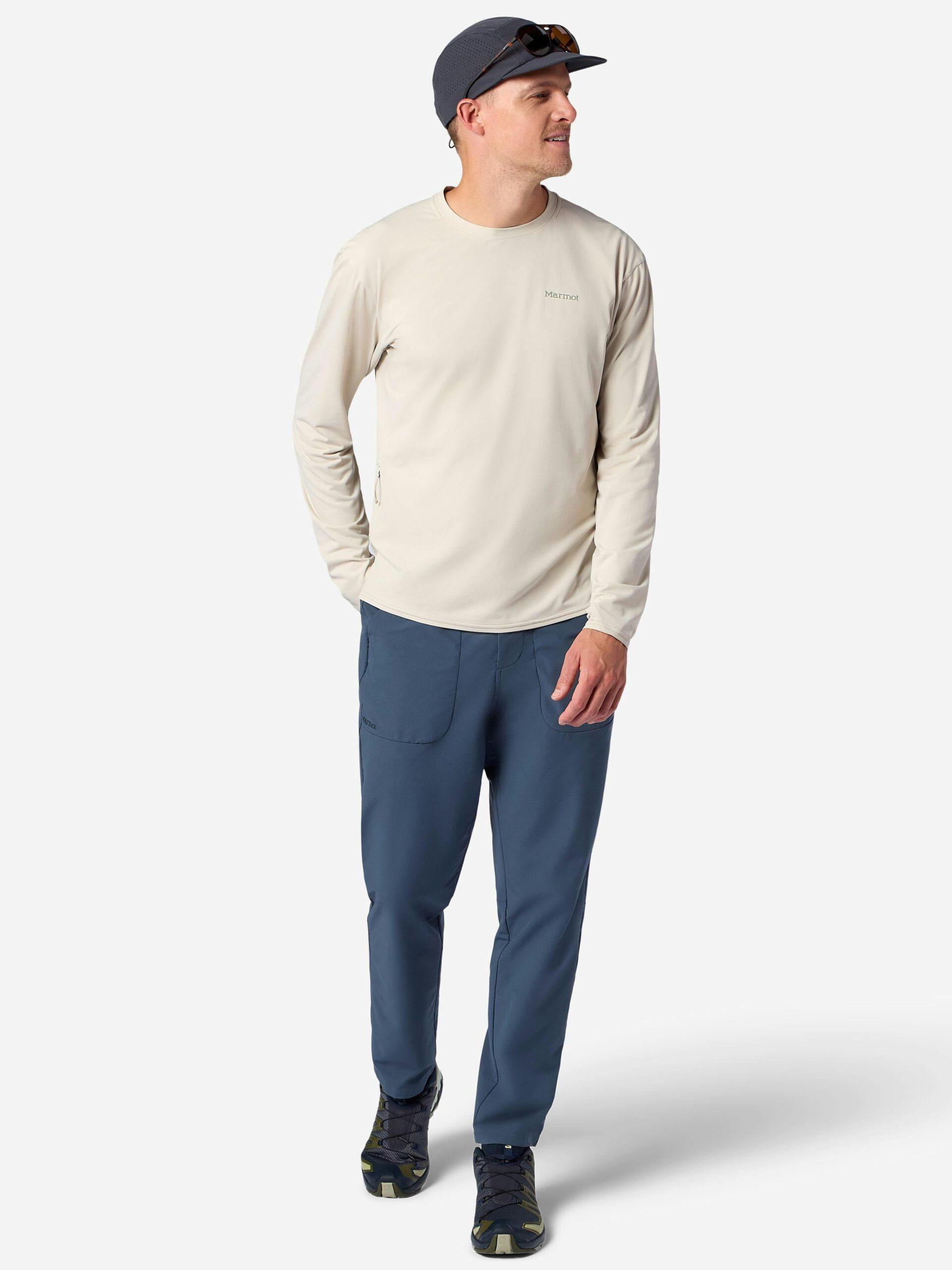 Marmot Men's AirExchange UPF 50 Long-Sleeve Crew Shirt in Birch Bark - Image 4