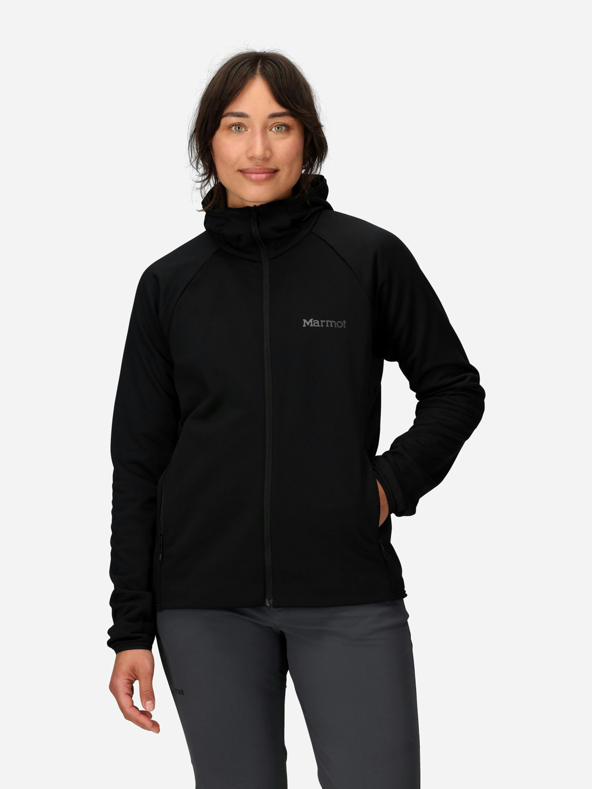 Marmot Women's Leconte Tech Grid Full-Zip Fleece Hoody in Black - Image 2