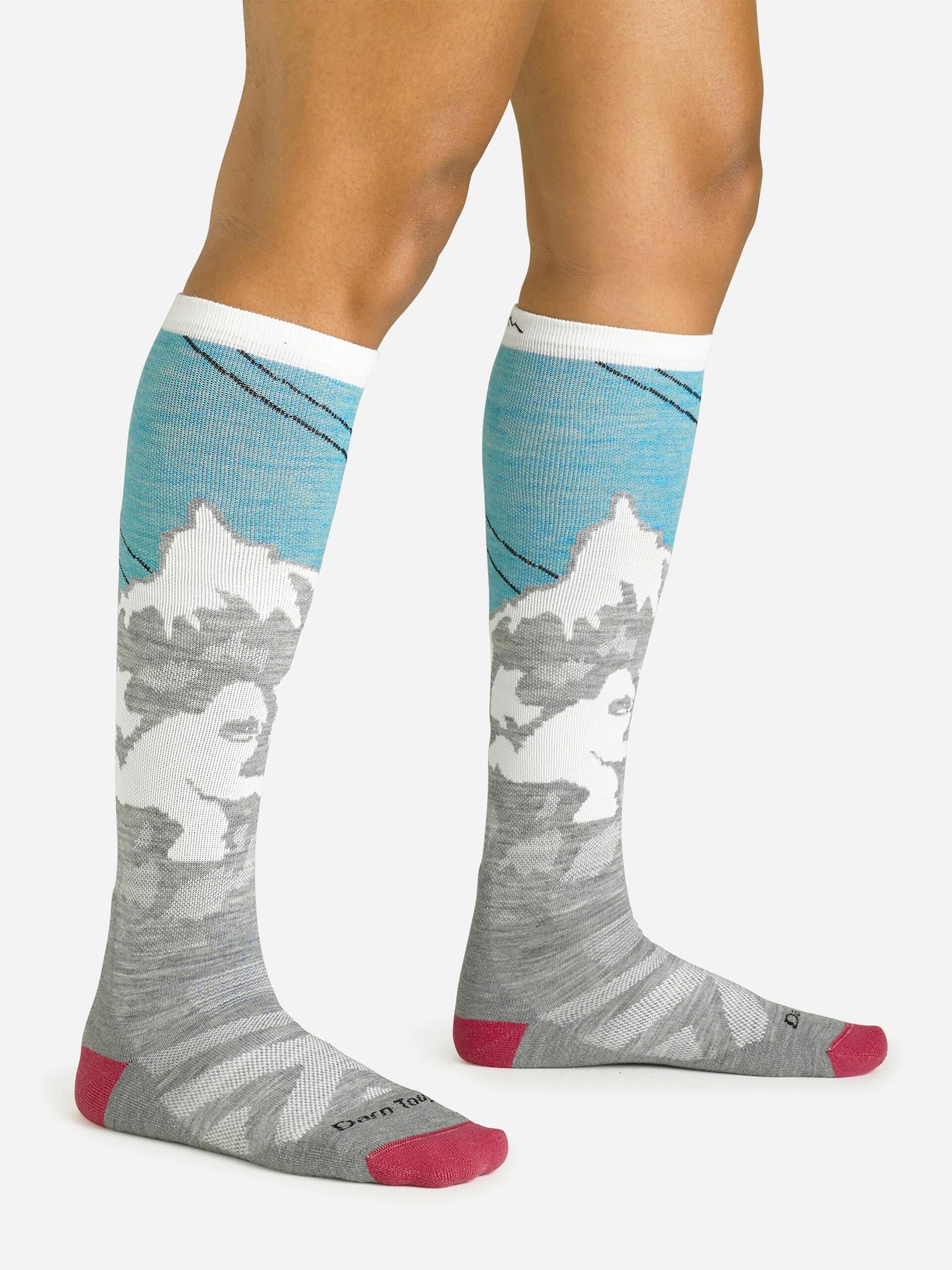 Marmot Darn Tough Women's Yeti Over-the-Calf Midweight Ski & Snowboard Socks in Darn Tough Aqua | Merino Wool - Image 4