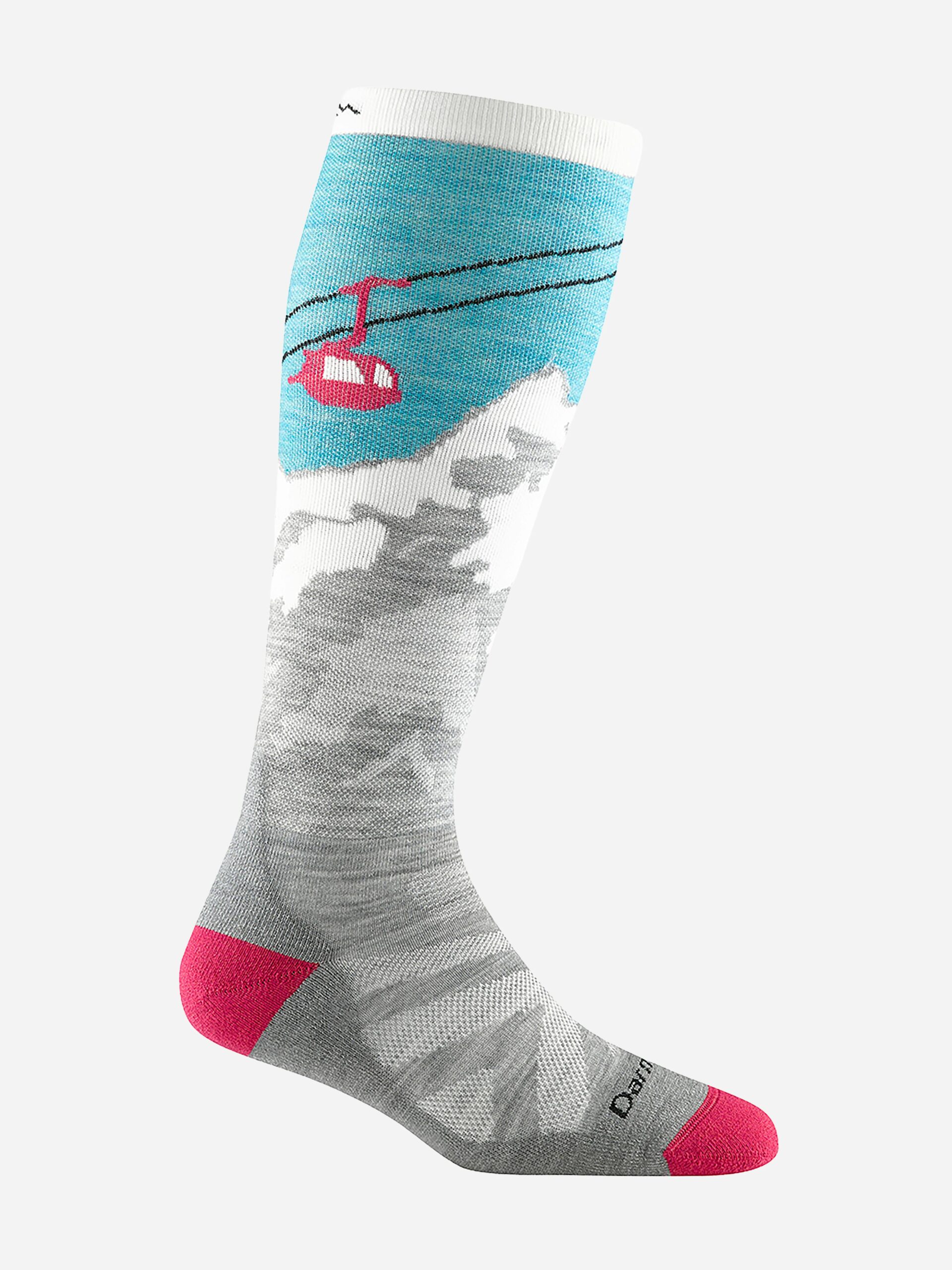 Marmot Darn Tough Women's Yeti Over-the-Calf Midweight Ski & Snowboard Socks in Darn Tough Aqua | Merino Wool - Image 3
