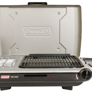 Coleman Deluxe Tabletop Propane 2-in-1 Grill/Stove | 2-Burner | Black | Push-Button Ignition