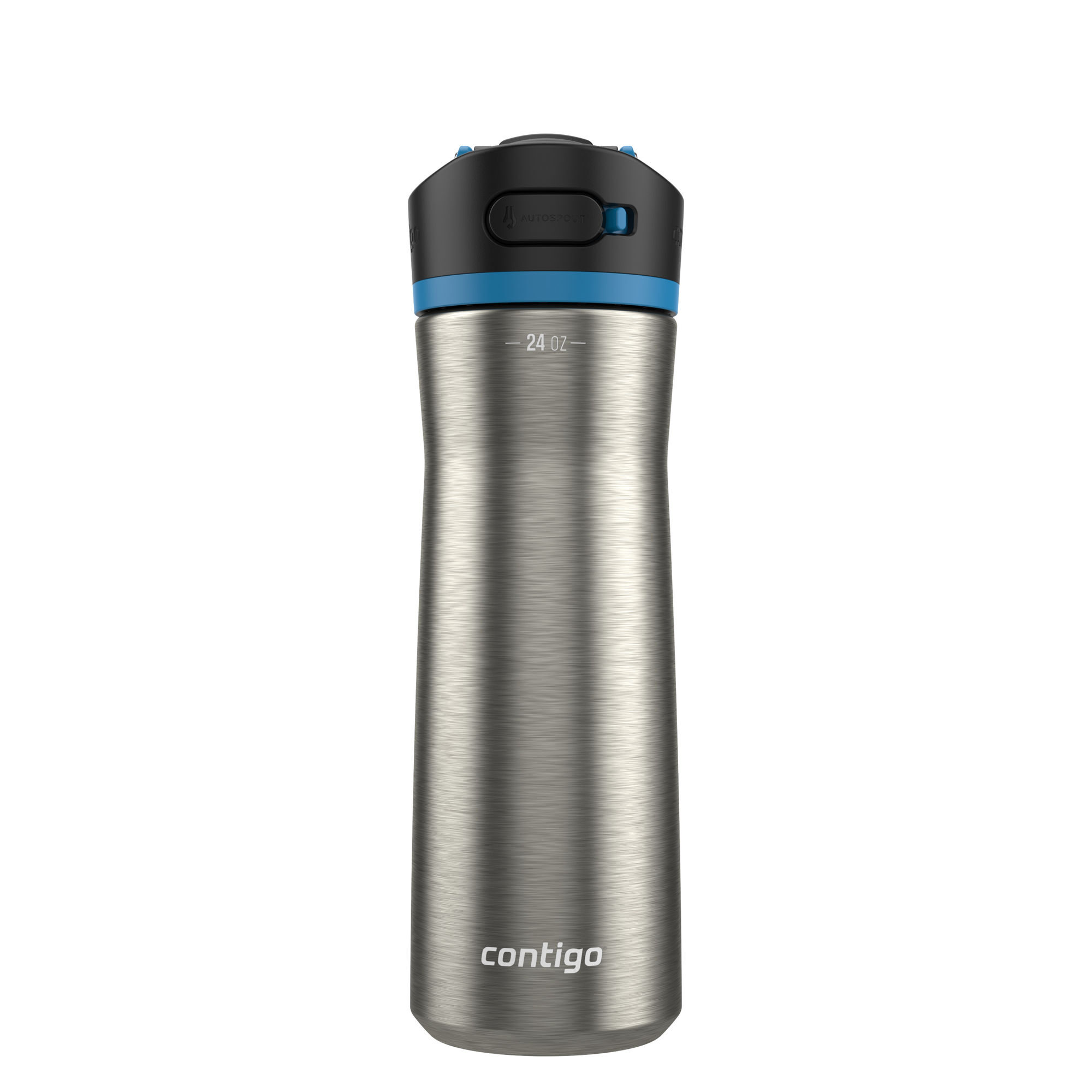 Contigo® Ashland Chill 2.0 Stainless Steel Water Bottle with AUTOSPOUT® Lid | 24oz | Blue Poppy Trim | Cup Holder